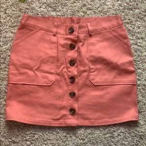 nude pink button down skirt